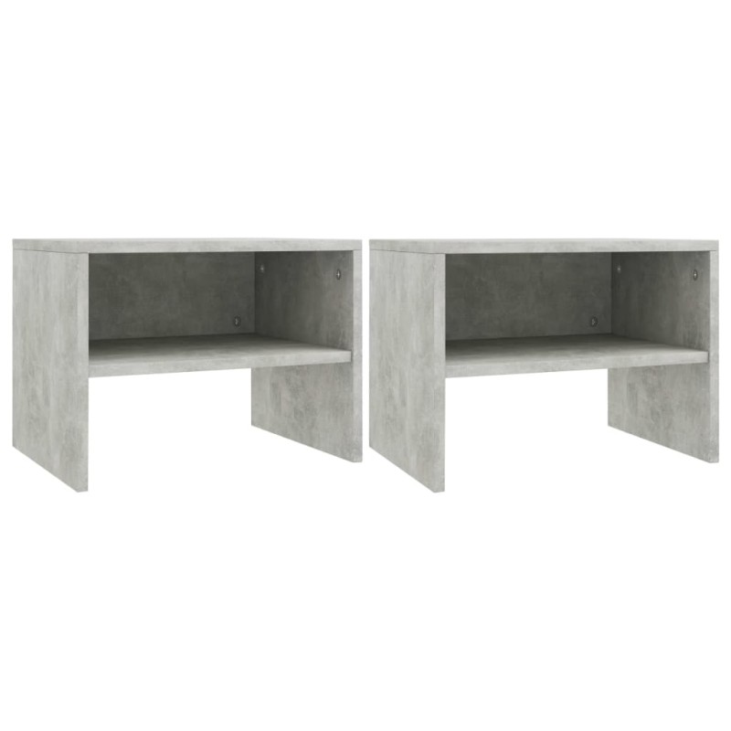 vidaXL Κομοδίνα 2 τεμ. Γκρι Σκυροδέματος 40x30x30 εκ. από Επεξ. Ξύλο