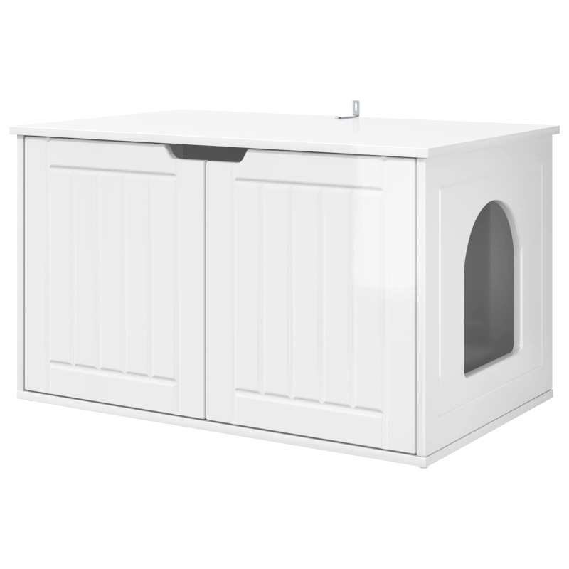 vidaXL Σπίτι Γάτας Λαμπερό Λευκό 85 x 55 x 50,5 εκ Επεξεργασμένο Ξύλο