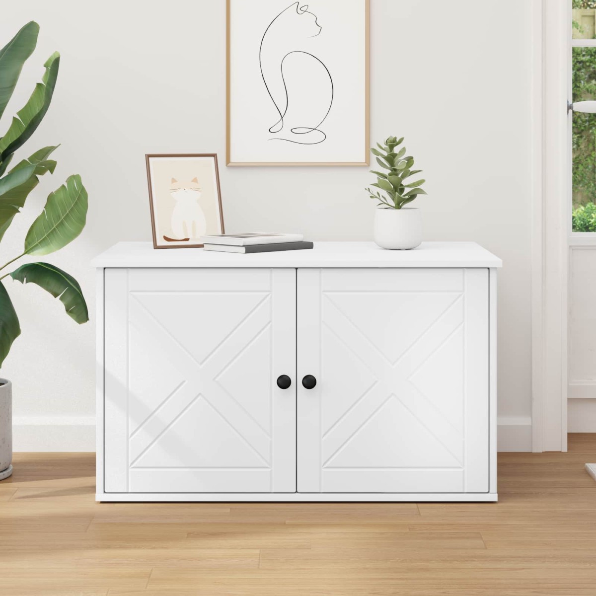 vidaXL Σπίτι Γάτας Λευκό 85 x 55 x 50,5 εκ Επεξεργασμένο Ξύλο