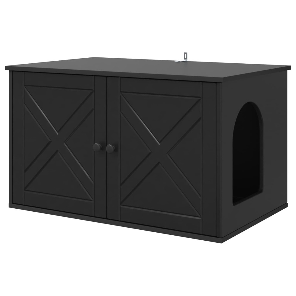 vidaXL Σπίτι Γάτας Μαύρο 85 x 55 x 50,5 εκ Επεξεργασμένο Ξύλο