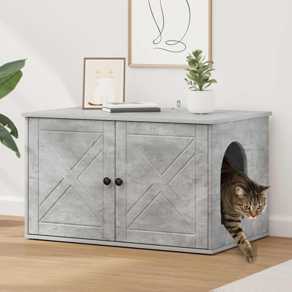vidaXL Σπίτι Γάτας Σκυρόδεμα 85 x 55 x 50,5 εκ Επεξεργασμένο Ξύλο