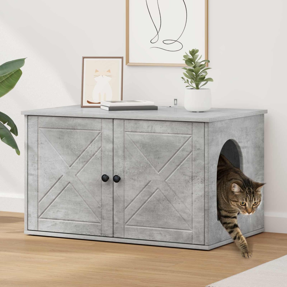 vidaXL Σπίτι Γάτας Σκυρόδεμα 85 x 55 x 50,5 εκ Επεξεργασμένο Ξύλο