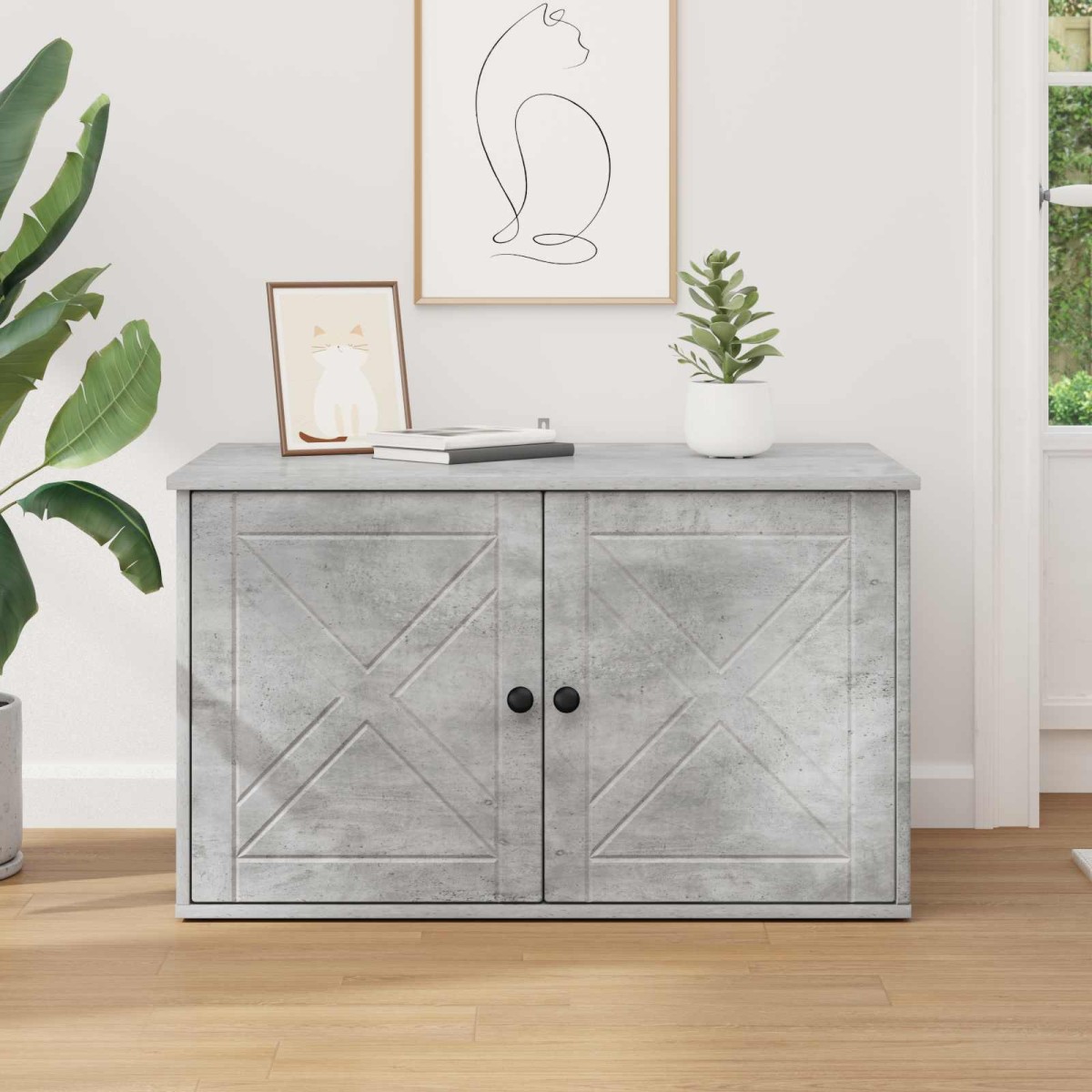vidaXL Σπίτι Γάτας Σκυρόδεμα 85 x 55 x 50,5 εκ Επεξεργασμένο Ξύλο