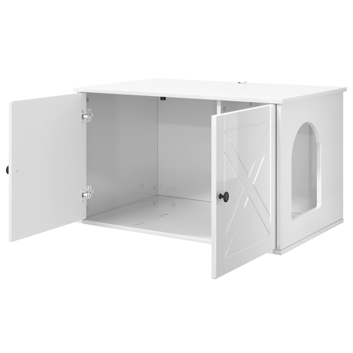 vidaXL Σπίτι Γάτας Λαμπερό Λευκό 85 x 55 x 50,5 εκ Επεξεργασμένο Ξύλο