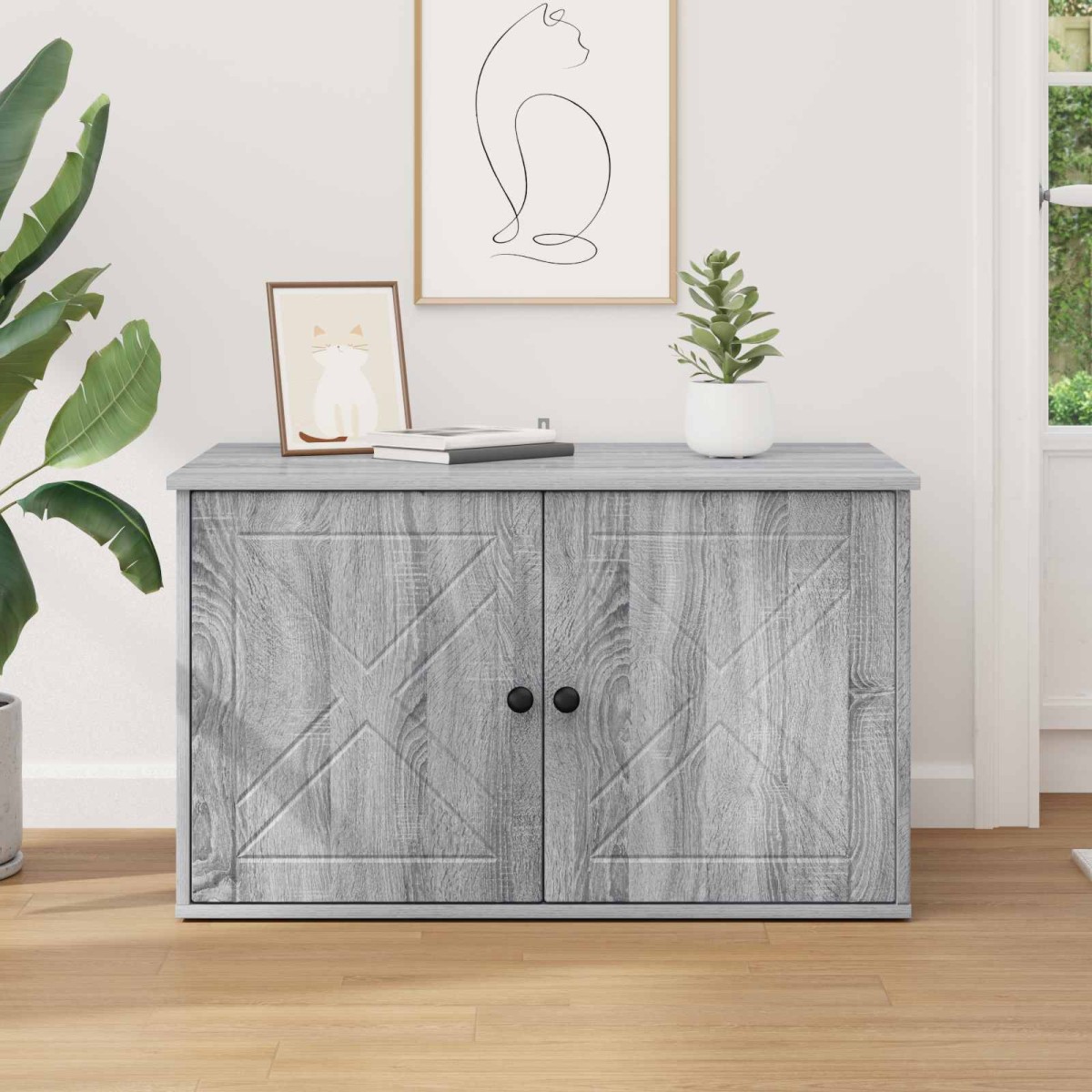 vidaXL Σπίτι Γάτας Γκρίζο Σονομα 85 x 55 x 50,5 εκ Επεξεργασμένο Ξύλο