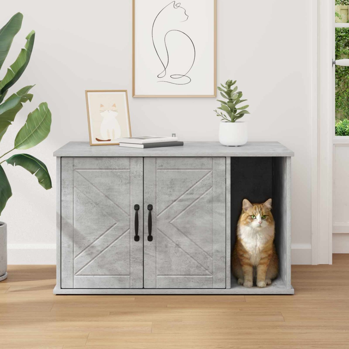 vidaXL Σπίτι Γάτας Σκυρόδεμα 85 x 55 x 50,5 εκ. Επεξεργασμένο Ξύλο