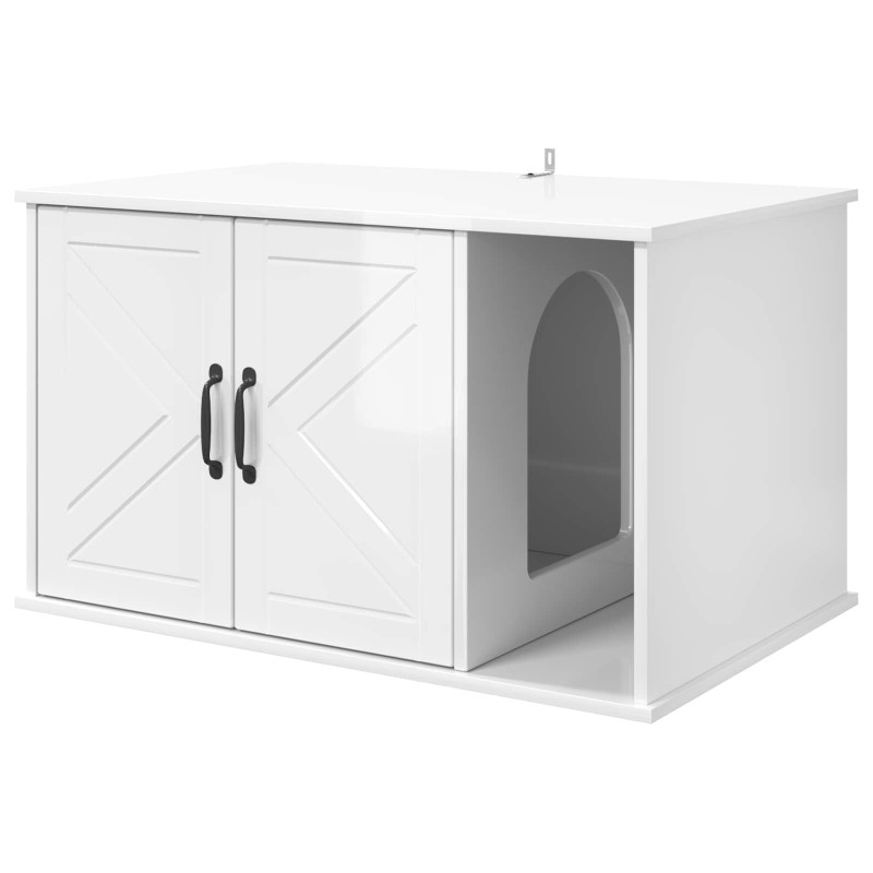 vidaXL Σπίτι Γάτας Λαμπερό Λευκό 85 x 55 x 50,5 εκ. Επεξεργασμένο Ξύλο
