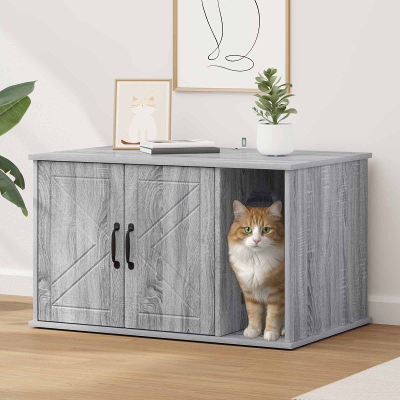 vidaXL Σπίτι Γάτας Γκρίζο Σονομα 85 x 55 x 50,5 εκ. Επεξεργασμένο Ξύλο