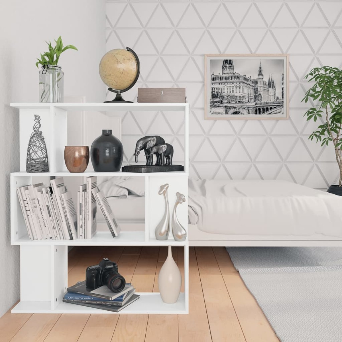 vidaXL Βιβλιοθήκη/Διαχωριστικό Χώρου Λευκό 80x24x96 εκ. Μοριοσανίδα