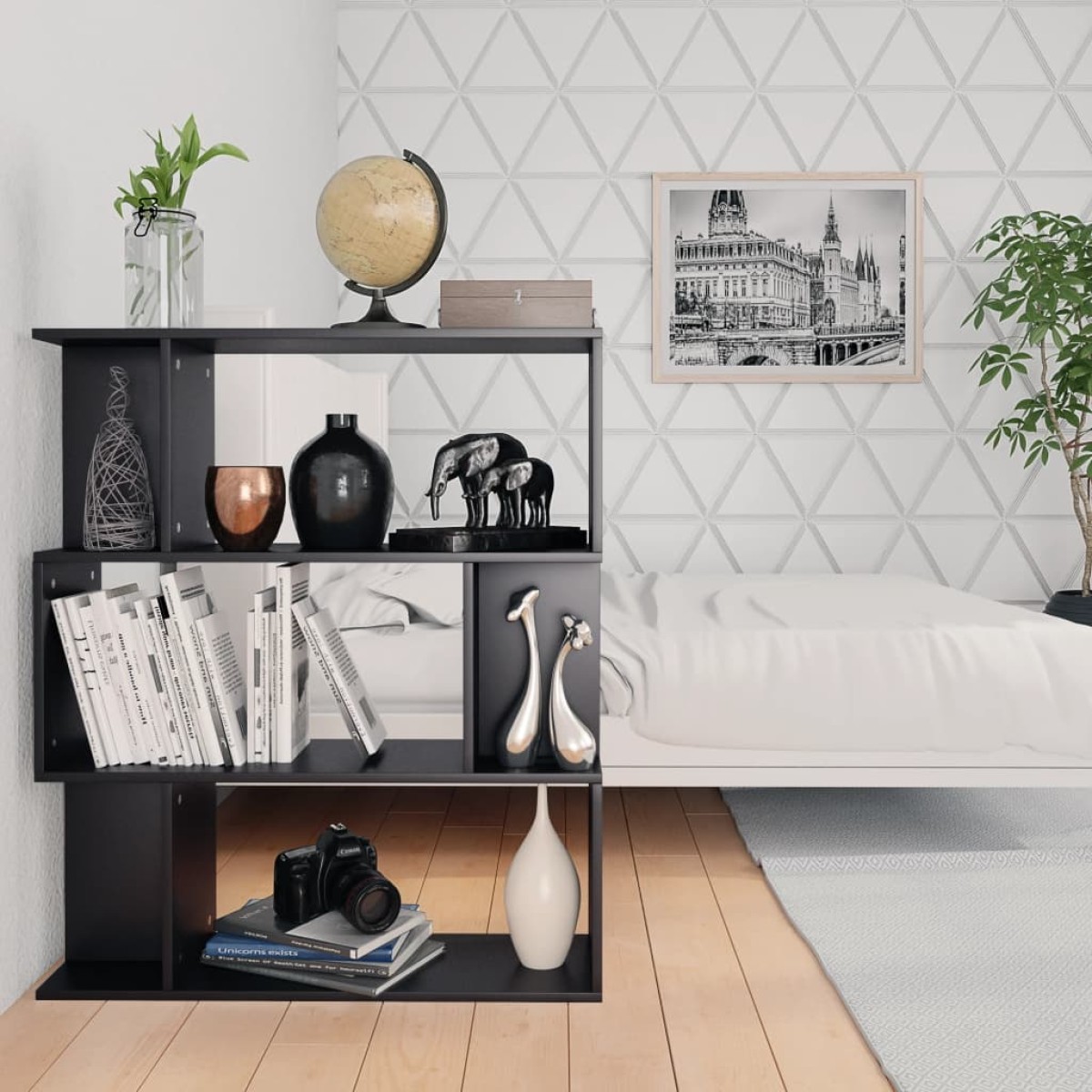 vidaXL Βιβλιοθήκη/Διαχωριστικό Χώρου Μαύρο 80x24x96 εκ. Μοριοσανίδα