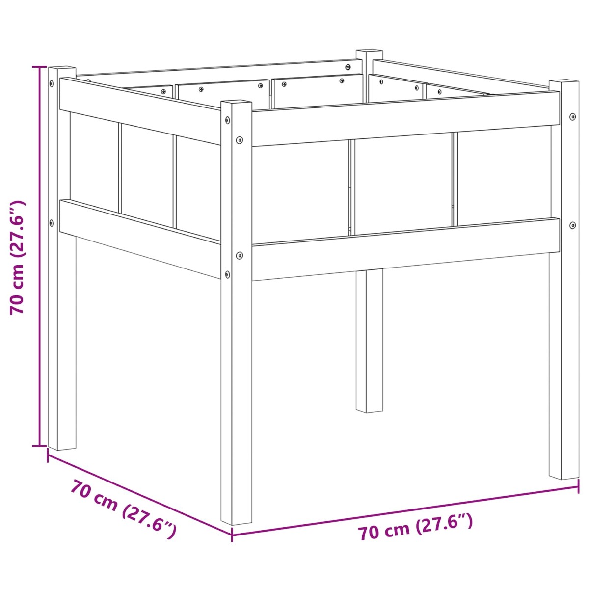 vidaXL Γλάστρα Κήπου Φύση 70 x 70 x 70 cm Στερεά ξυλεία πεύκου