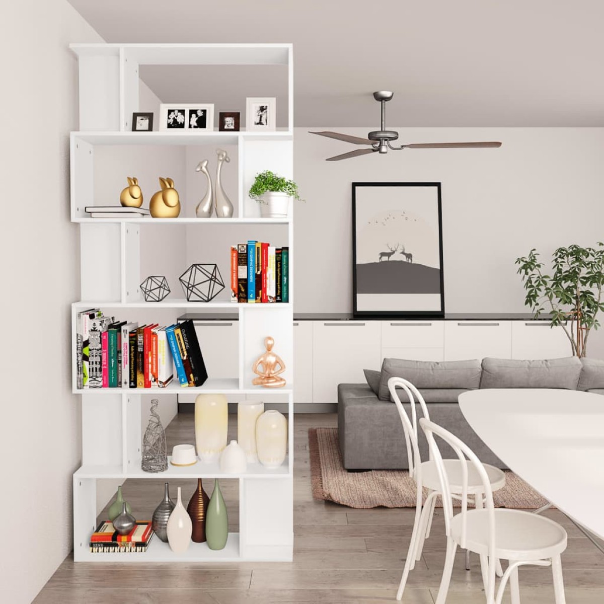 vidaXL Βιβλιοθήκη/Διαχωριστικό Χώρου Λευκό 80x24x192 εκ. Μοριοσανίδα