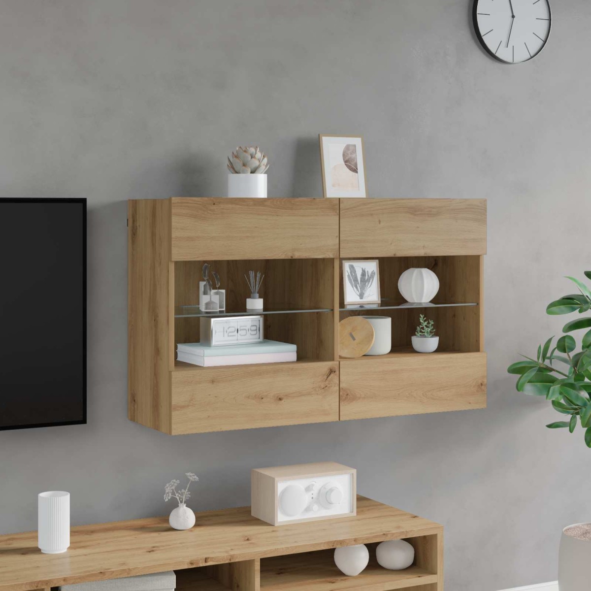 vidaXL Ντουλάπι Τηλεόρασης Τοίχου 98,5 x 30 x 60,5 εκ Artisan Oak
