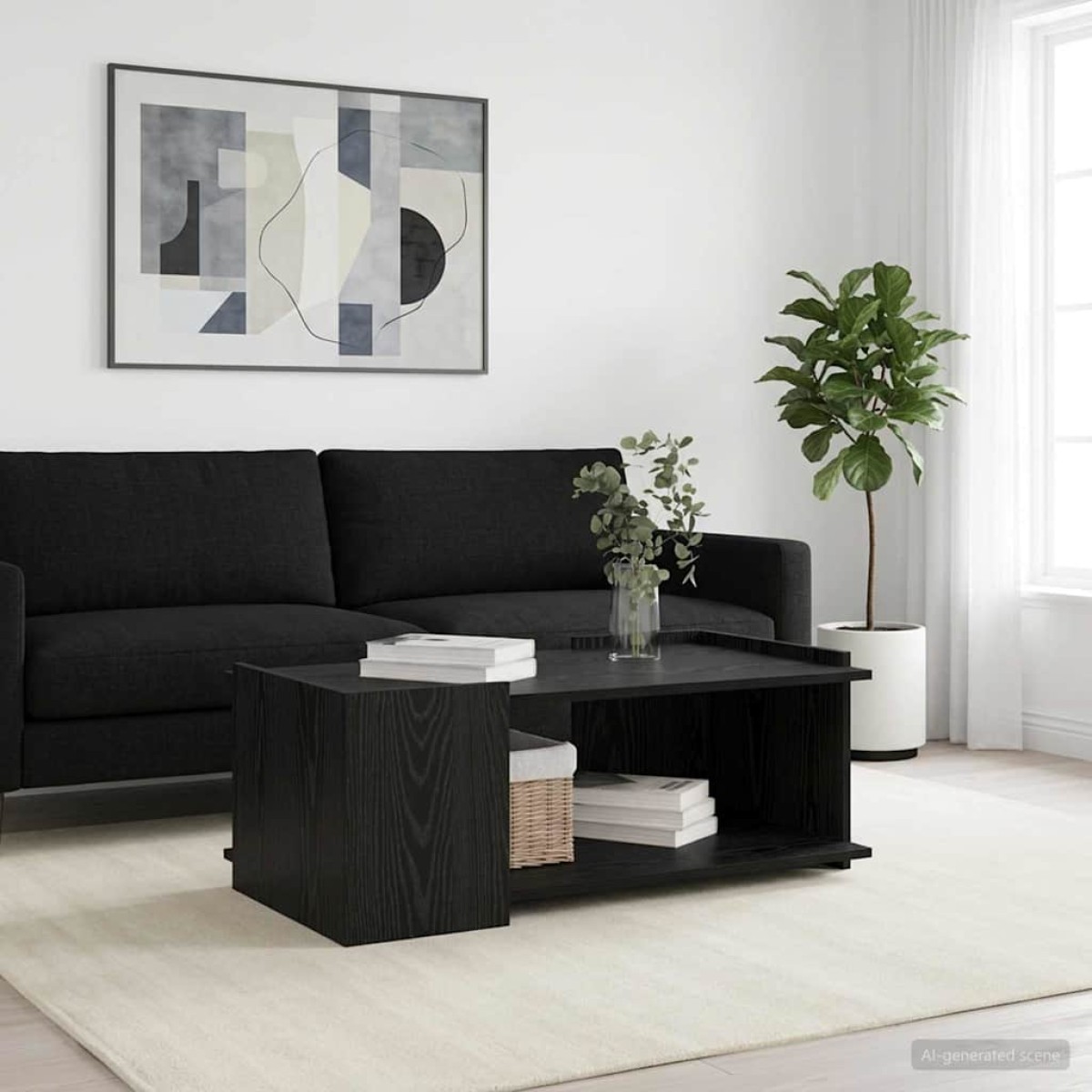 vidaXL Τραπεζάκι σαλονιού Μαύρη Δρυς 90 x 50 x 33 εκ.
