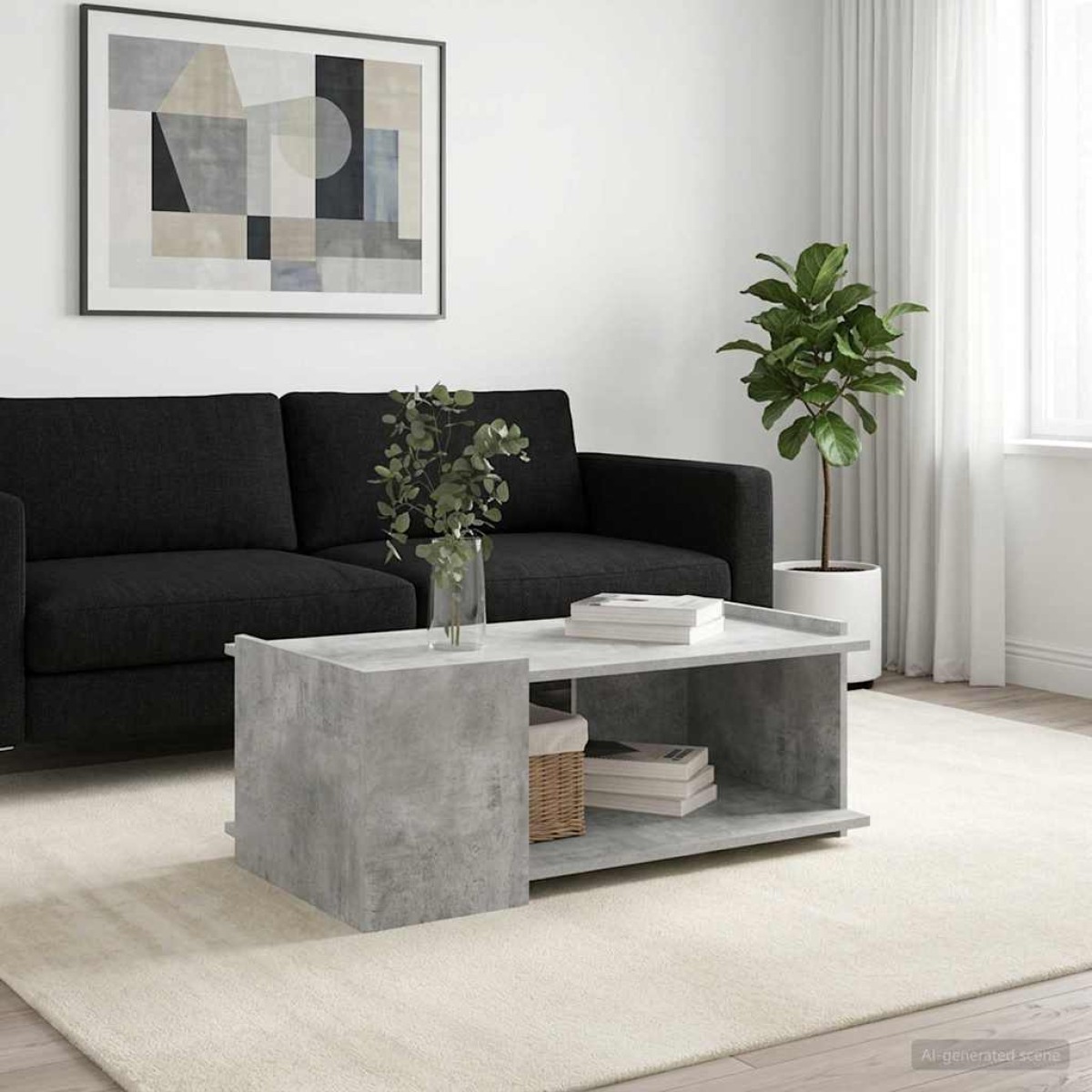 vidaXL Τραπεζάκι σαλονιού Γκρι Σκυροδέματος 90 x 50 x 33 εκ.