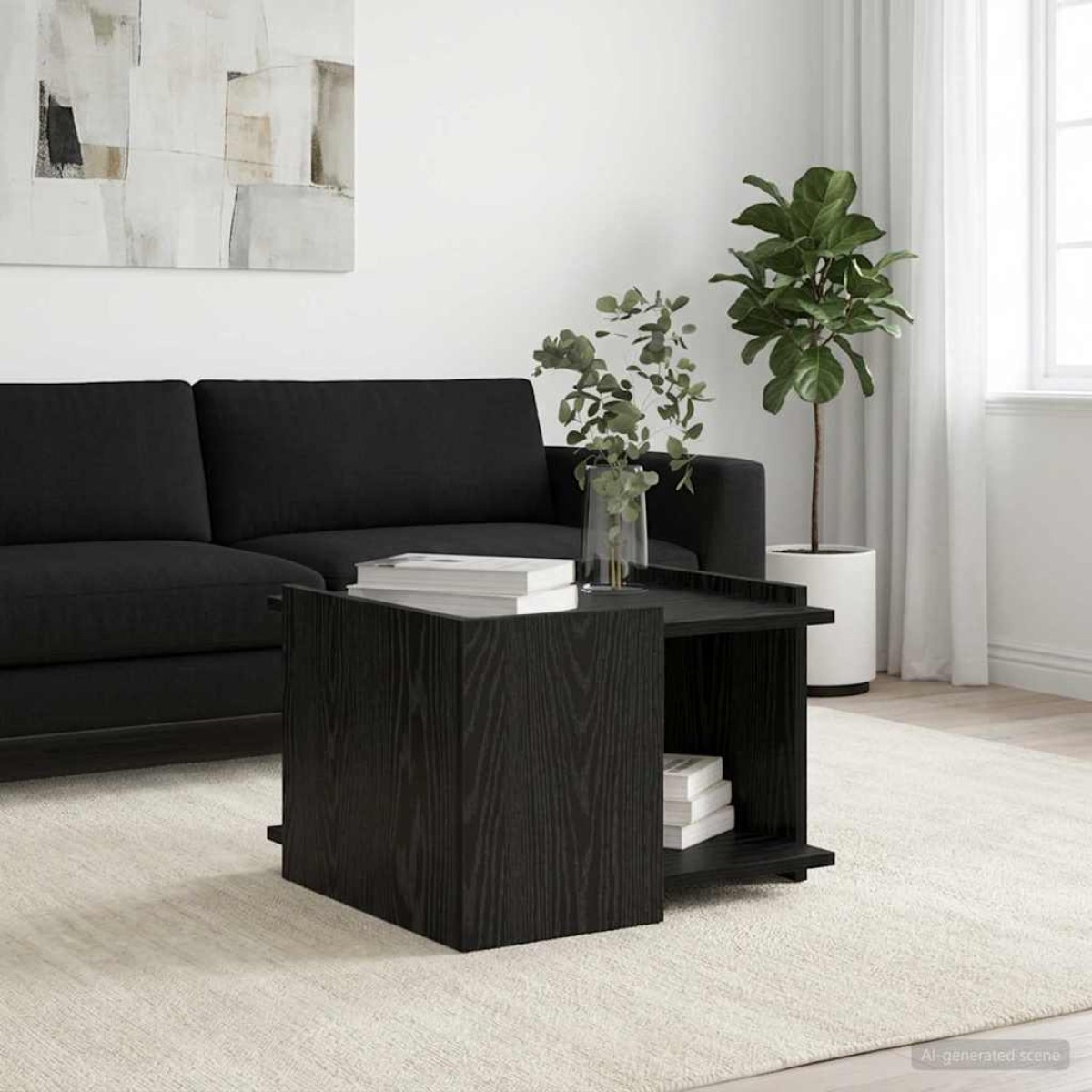 vidaXL Τραπεζάκι σαλονιού Μαύρη Δρυς 50,5 x 50 x 33 εκ.