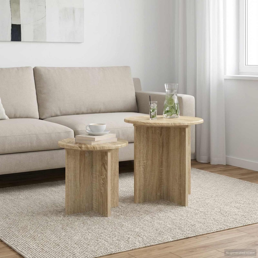 vidaXL Σετ βοηθητικά τραπεζάκια 2 τμχ. Sonoma Δρυς Ø 45 x 45 εκ.
