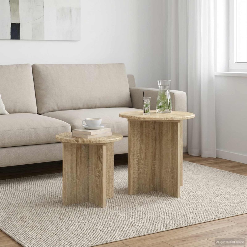 vidaXL Σετ βοηθητικά τραπεζάκια 2 τμχ. Sonoma Δρυς Ø 45 x 45 εκ.
