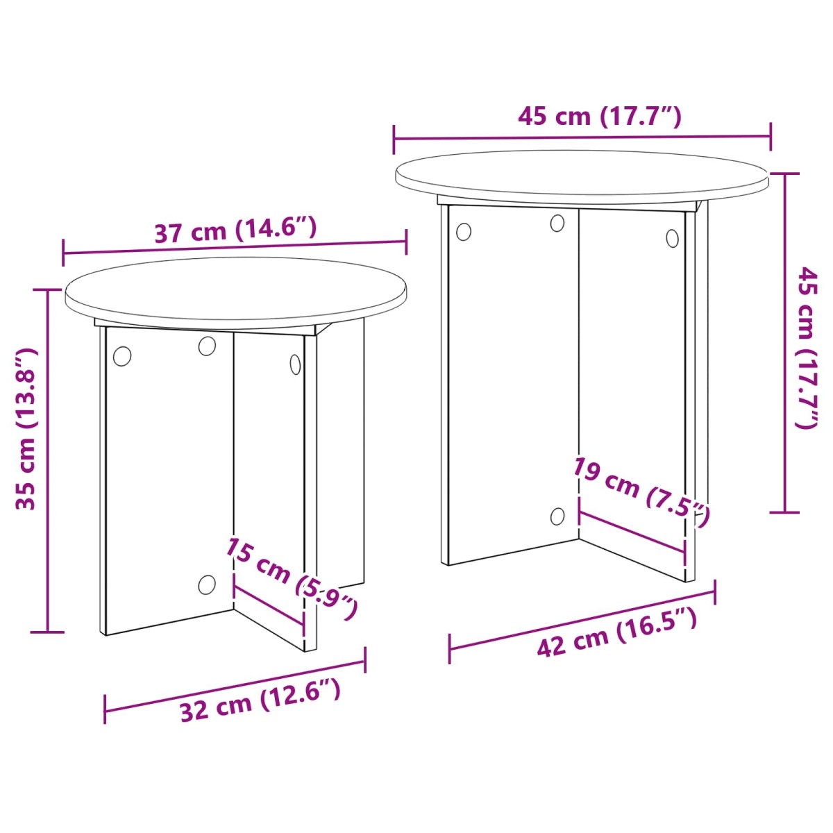 vidaXL Σετ βοηθητικά τραπεζάκια 2 τμχ. Γκρι Sonoma Ø 45 x 45 εκ.