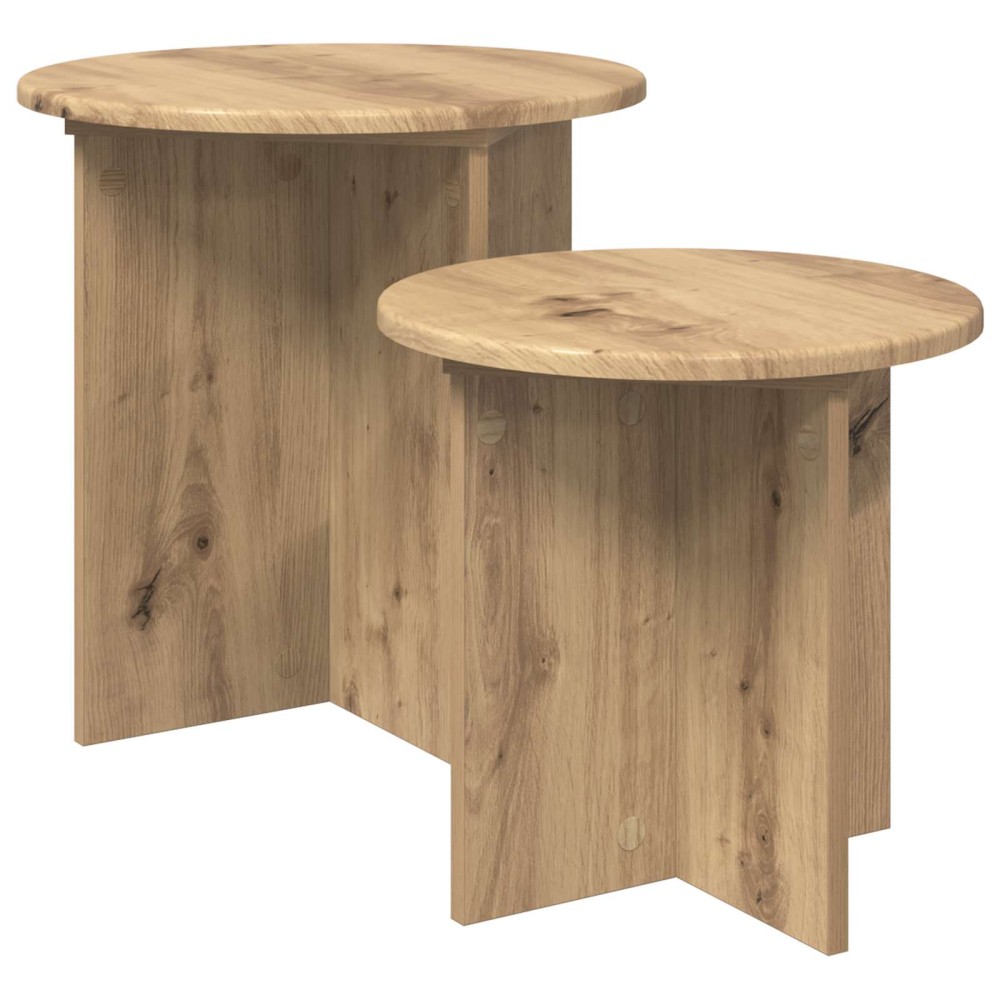 vidaXL Σετ βοηθητικά τραπεζάκια 2 τμχ. Artisan Δρυς Ø 45 x 45 εκ.