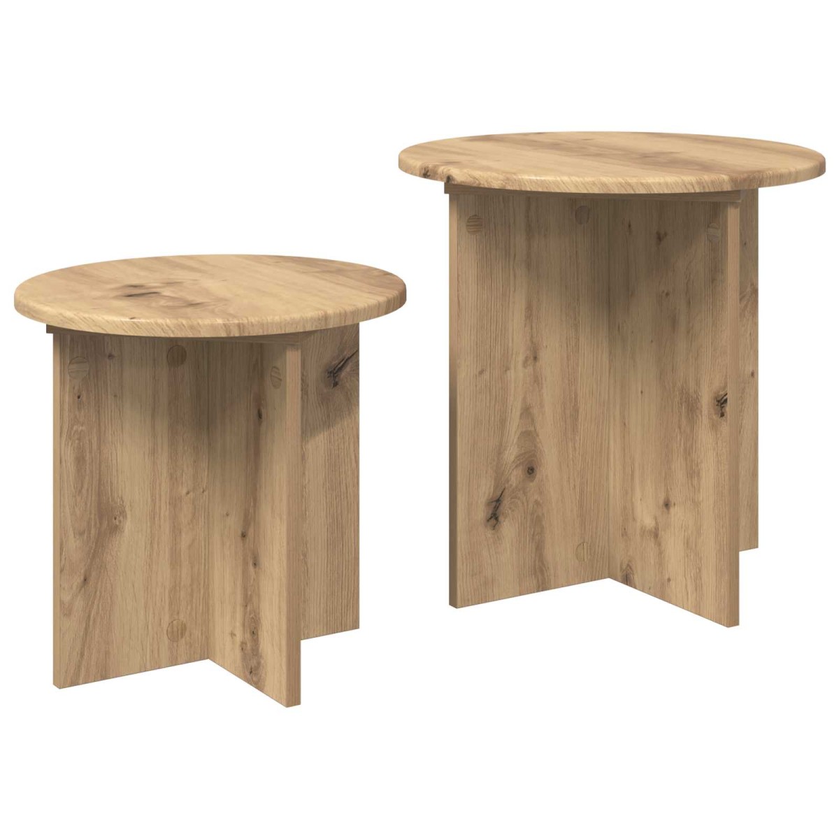 vidaXL Σετ βοηθητικά τραπεζάκια 2 τμχ. Artisan Δρυς Ø 45 x 45 εκ.