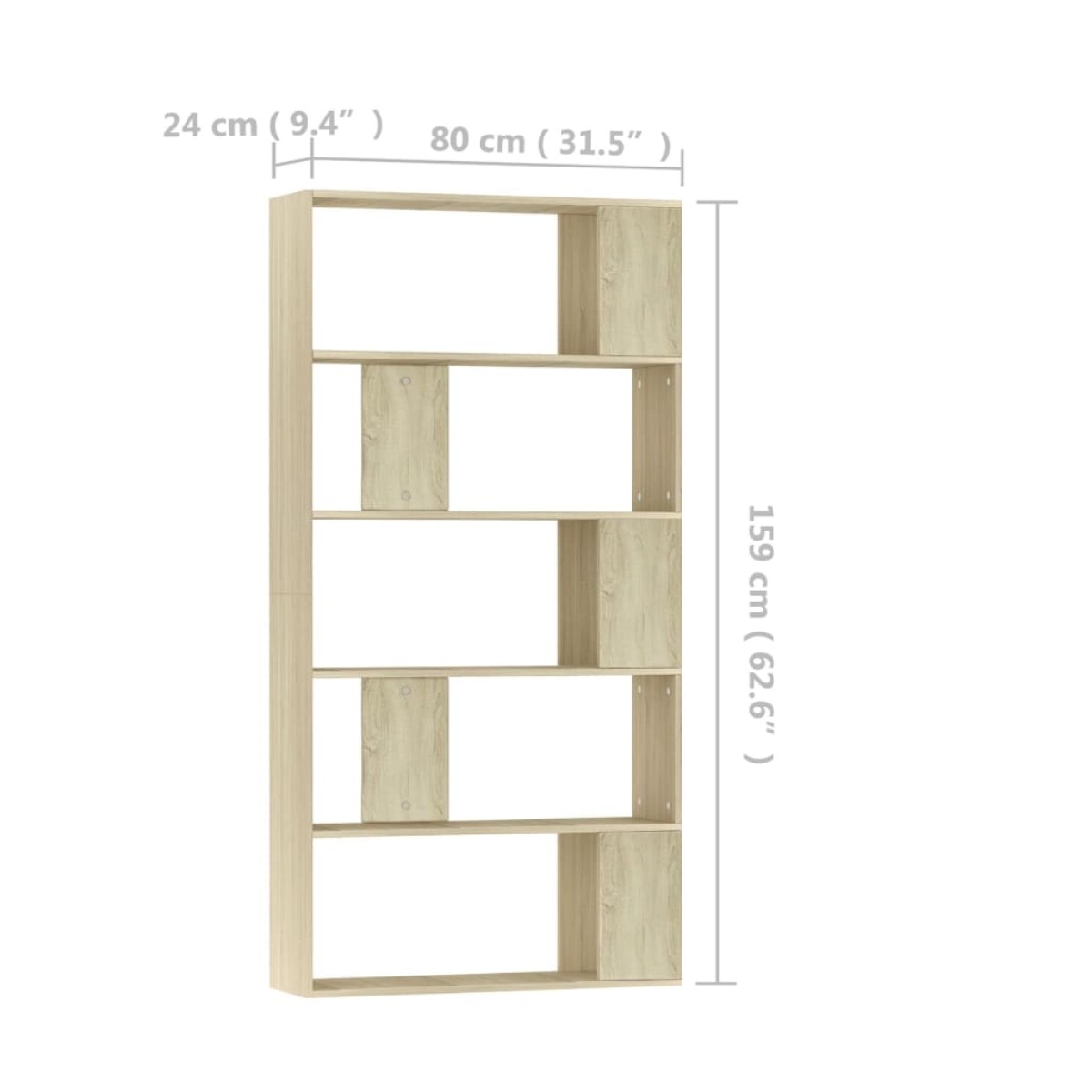 vidaXL Βιβλιοθήκη/Διαχωριστικό Sonoma Δρυς 80x24x159 εκ. Μοριοσανίδα