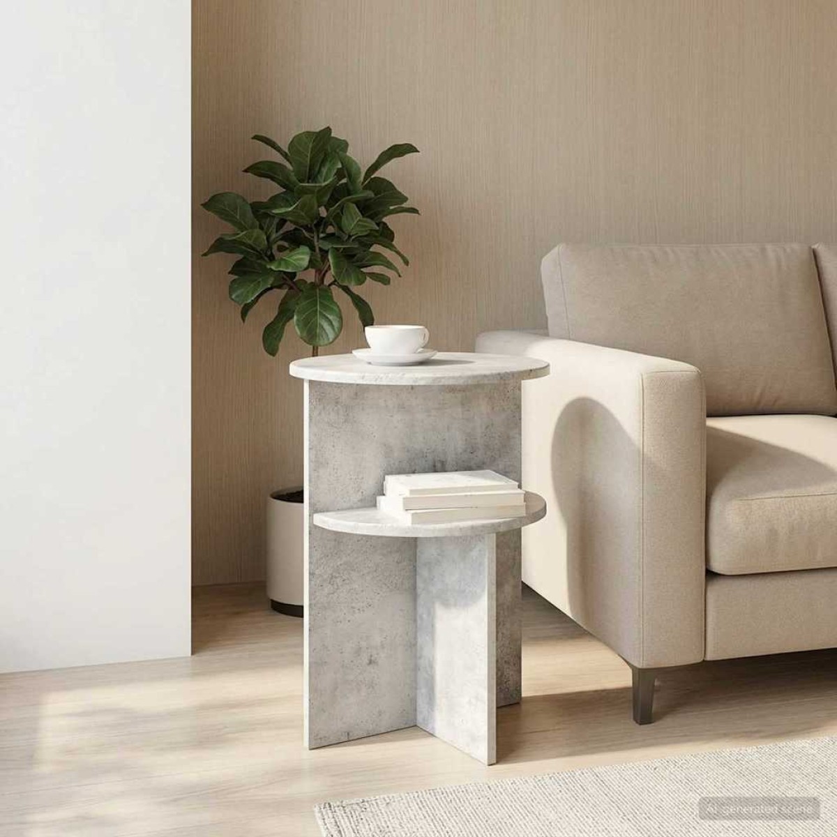 vidaXL Τραπεζάκι Πλευράς Γκρι Σκυροδέματος Ø 39,5 x 55 εκ.