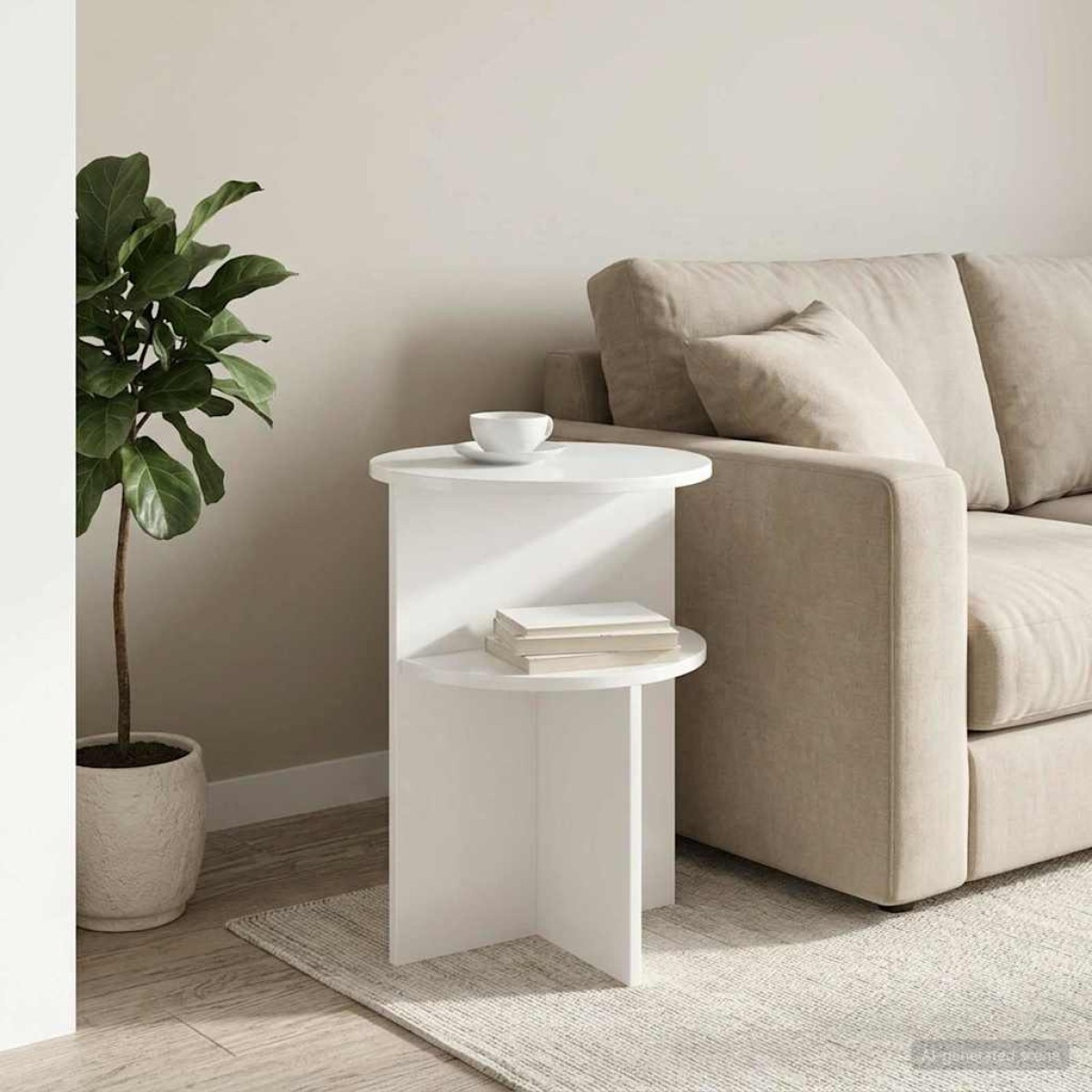 vidaXL Τραπεζάκι Πλευράς Γυαλιστερό Λευκό Ø 39,5 x 55 εκ.