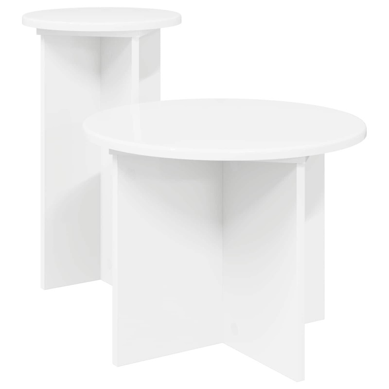 vidaXL Σετ βοηθητικά τραπεζάκια 2 τμχ. Λευκό Ø 45 x 35 cm