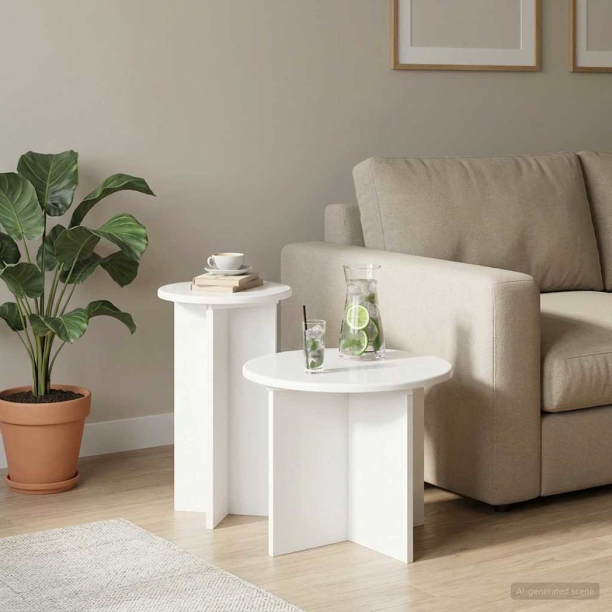 vidaXL Σετ βοηθητικά τραπεζάκια 2 τμχ. Λευκό Ø 45 x 35 cm