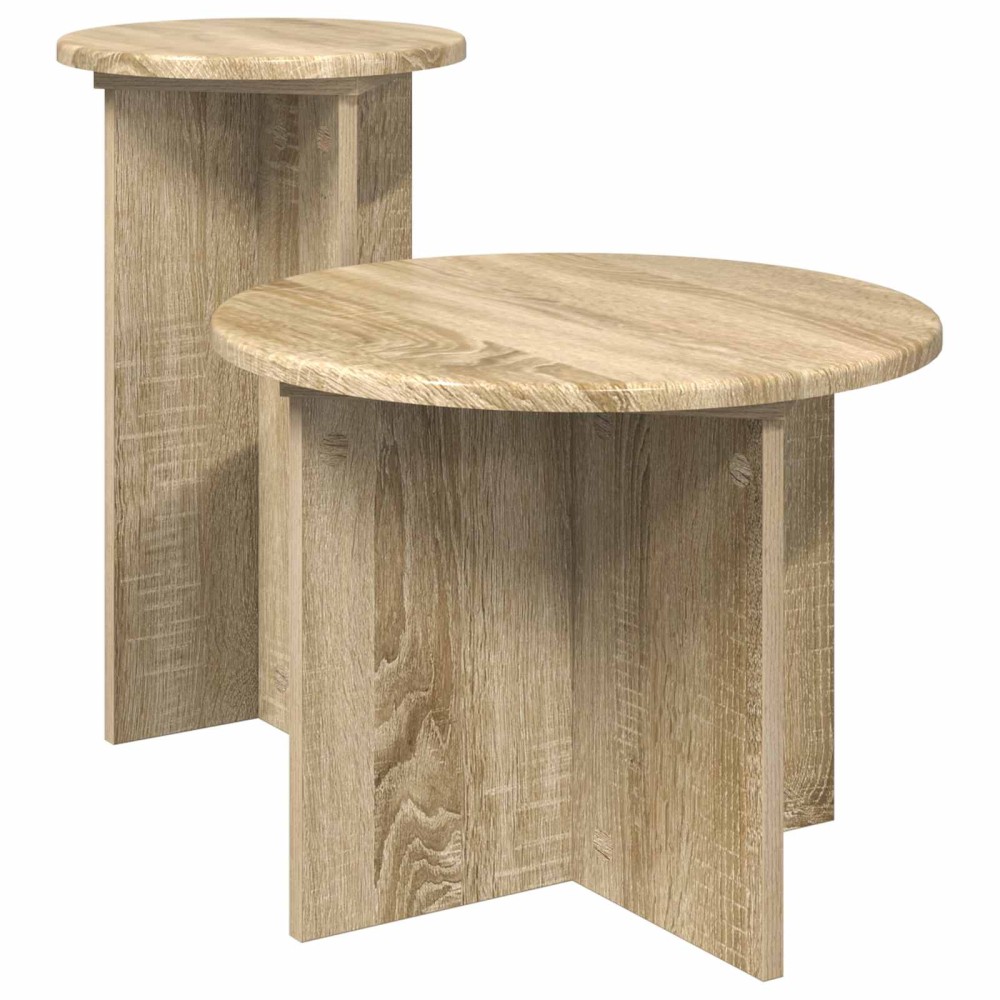 vidaXL Σετ βοηθητικά τραπεζάκια 2 τμχ. Sonoma Δρυς Ø 45 x 35 cm