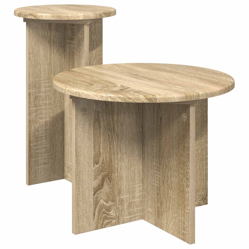 vidaXL Σετ βοηθητικά τραπεζάκια 2 τμχ. Sonoma Δρυς Ø 45 x 35 cm