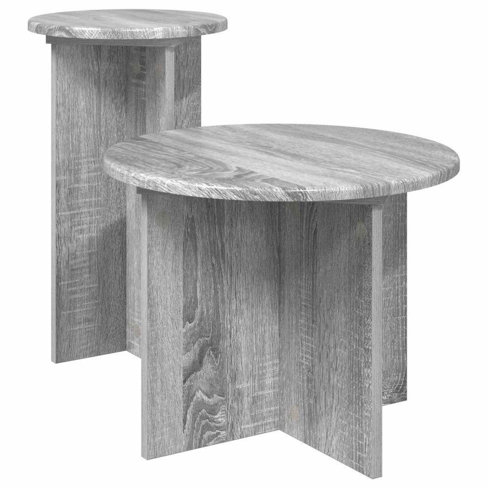 vidaXL Σετ βοηθητικά τραπεζάκια 2 τμχ. Γκρι Sonoma Ø 45 x 35 cm
