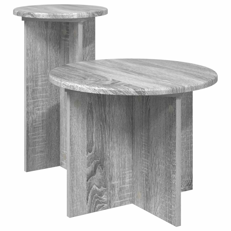 vidaXL Σετ βοηθητικά τραπεζάκια 2 τμχ. Γκρι Sonoma Ø 45 x 35 cm