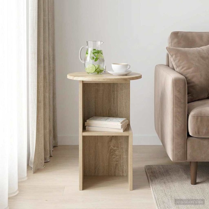 vidaXL Τραπεζάκι Πλευράς Sonoma Δρυς Ø 39,5 x 55 εκ.
