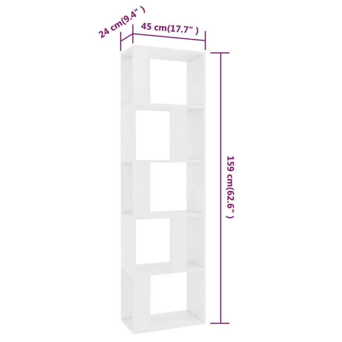 vidaXL Βιβλιοθήκη/Διαχωριστικό Χώρου Λευκό 45x24x159 εκ. Μοριοσανίδα