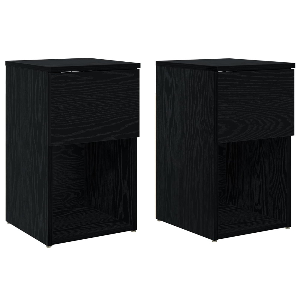 vidaXL Ντουλάπι κρεβατιού 2 τεμ. Μαύρη Δρυς 29 x 31,5 x 49 εκ