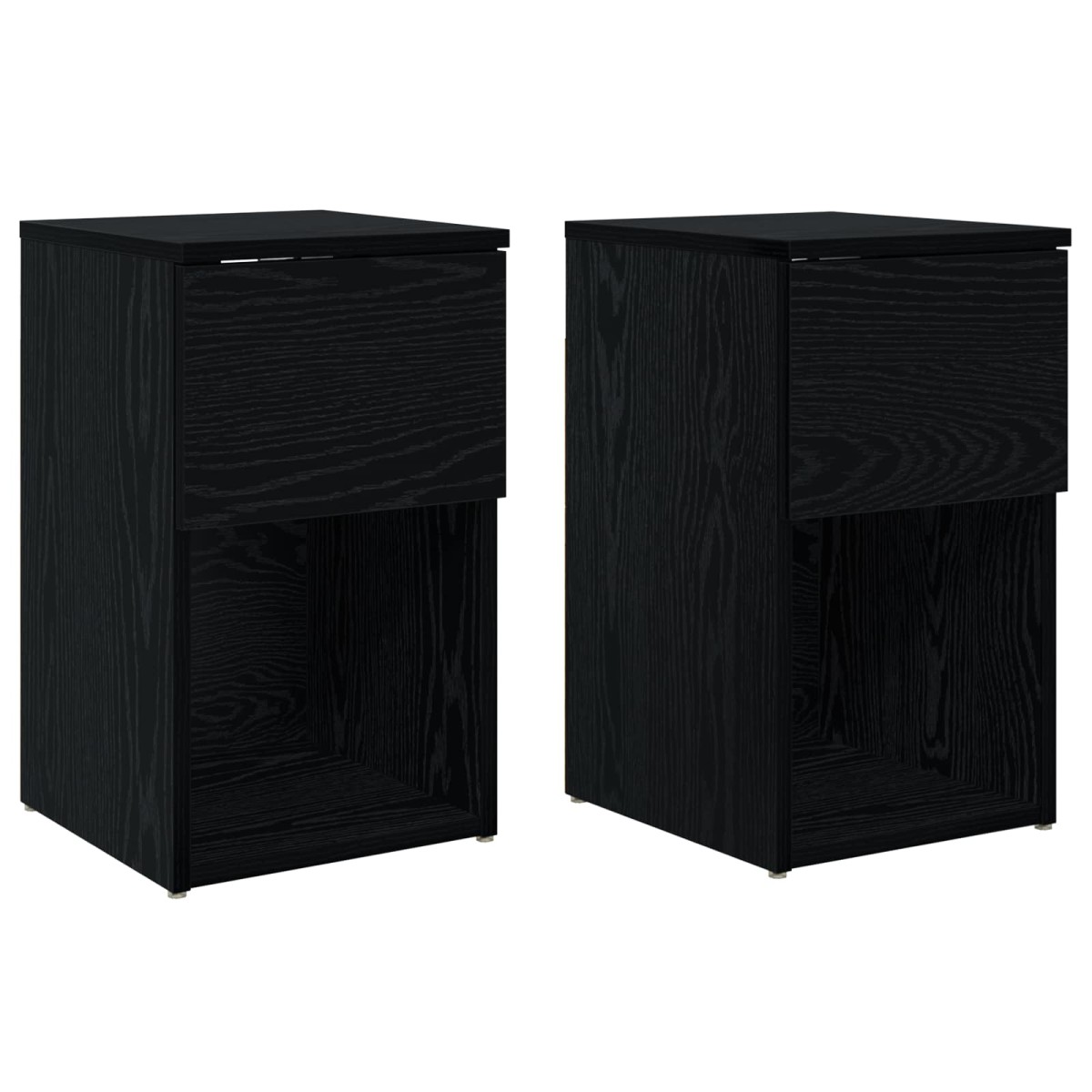 vidaXL Ντουλάπι κρεβατιού 2 τεμ. Μαύρη Δρυς 29 x 31,5 x 49 εκ