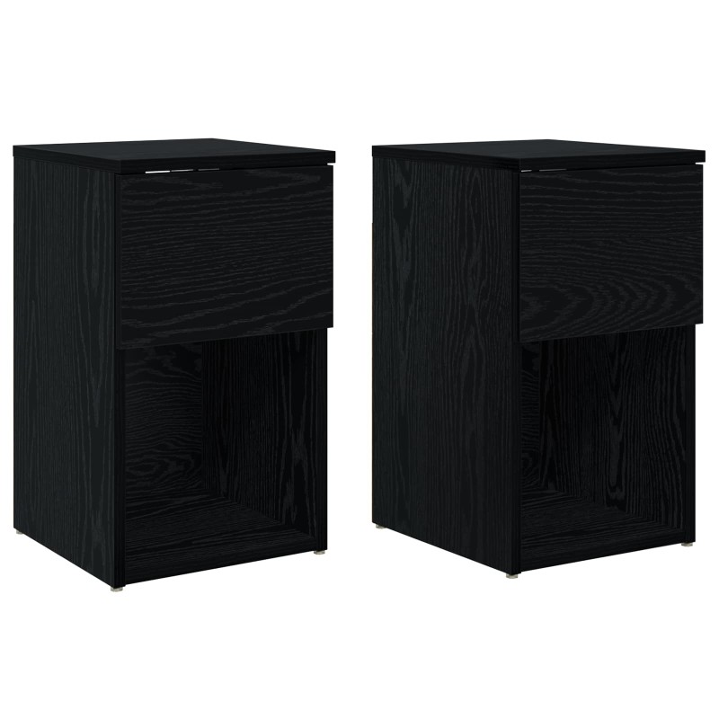 vidaXL Ντουλάπι κρεβατιού 2 τεμ. Μαύρη Δρυς 29 x 31,5 x 49 εκ