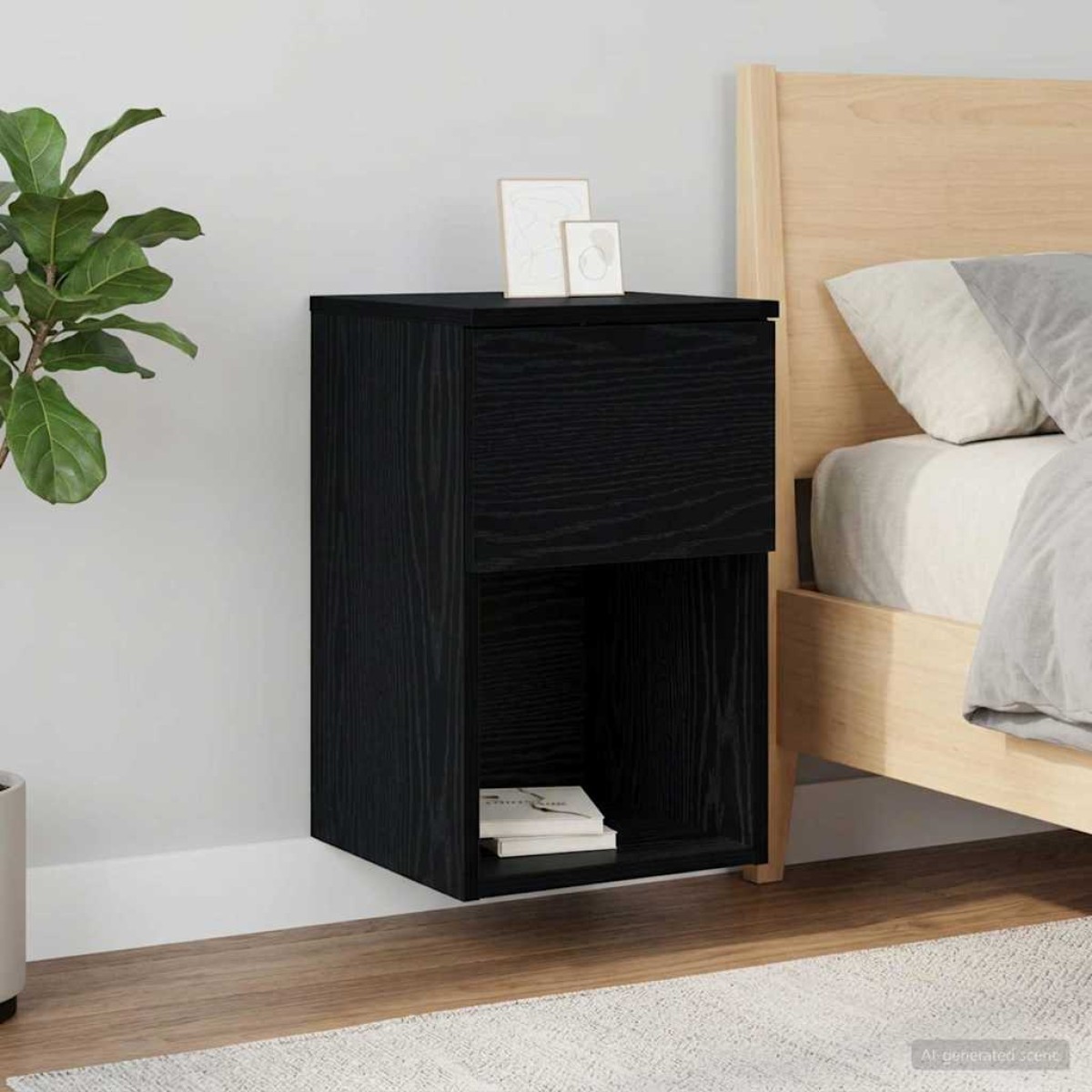 vidaXL Ντουλάπι κρεβατιού 2 τεμ. Μαύρη Δρυς 29 x 31,5 x 49 εκ
