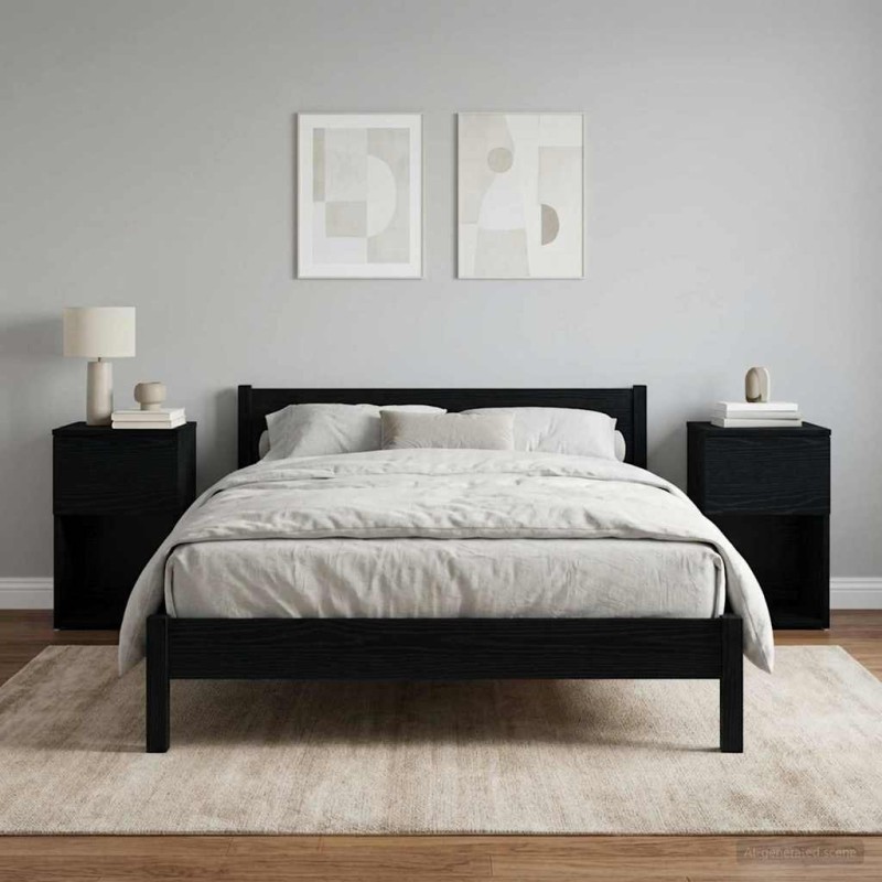 vidaXL Ντουλάπι κρεβατιού 2 τεμ. Μαύρη Δρυς 29 x 31,5 x 49 εκ