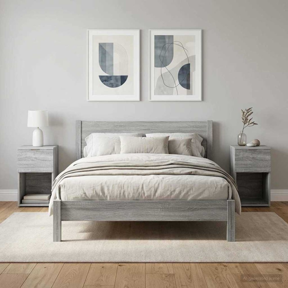 vidaXL Ντουλάπι κρεβατιού 2 τεμ. Γκρι Sonoma 29 x 31,5 x 49 εκ