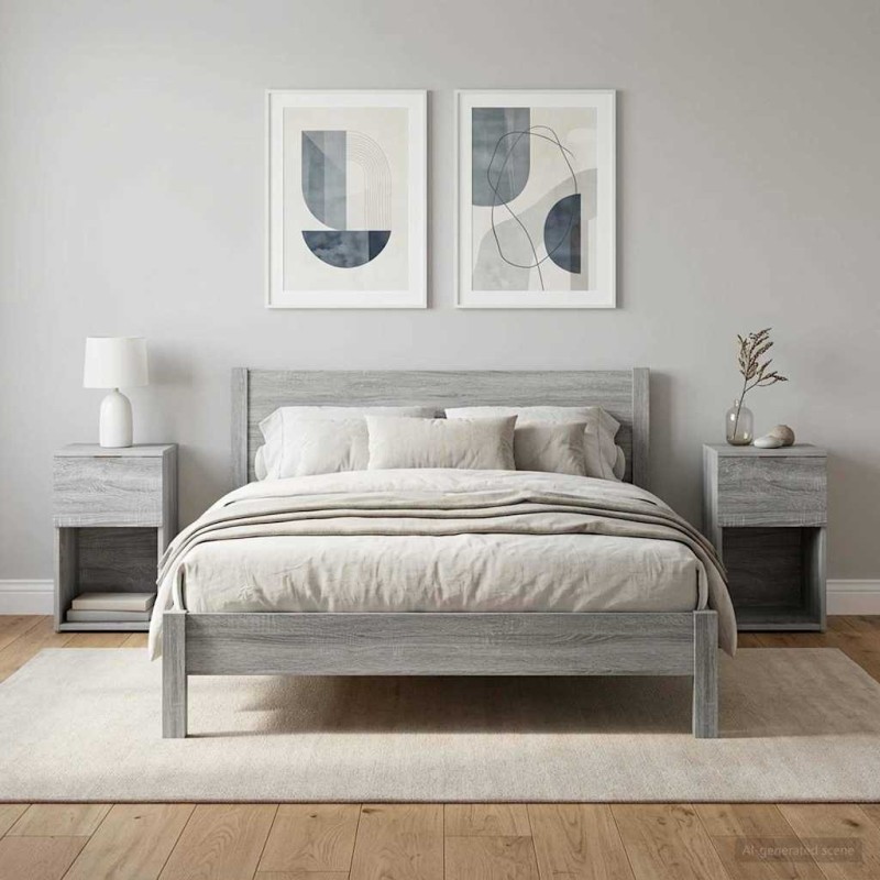 vidaXL Ντουλάπι κρεβατιού 2 τεμ. Γκρι Sonoma 29 x 31,5 x 49 εκ