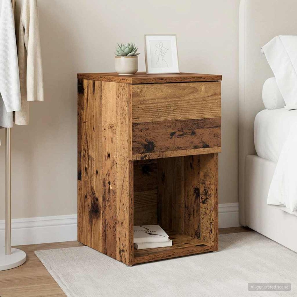 vidaXL Ντουλάπι κρεβατιού Παλαιωμένο ξύλο 29 x 31,5 x 49 εκ
