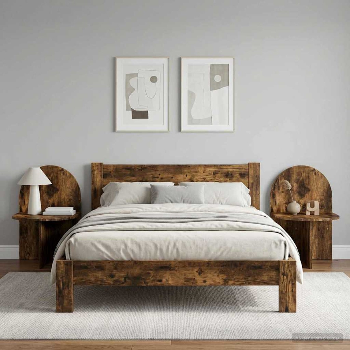 vidaXL Κομοδίνο 2 τμχ. Καπνισμένο Ξύλο Δρυός 48 x 49 x 65 εκ.