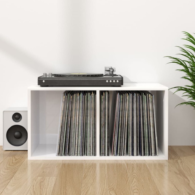 vidaXL Έπιπλο Δίσκων Βινυλίου Γυαλ. Λευκό 71x34x36 εκ. Επεξεργ. Ξύλο