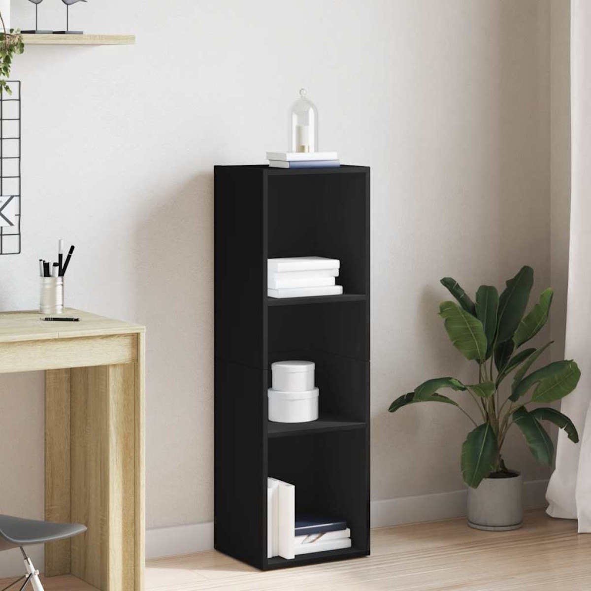 vidaXL Βιβλιοθήκη/Έπιπλο Τηλεόρασης Μαύρο 36x30x114 εκ. Μοριοσανίδα