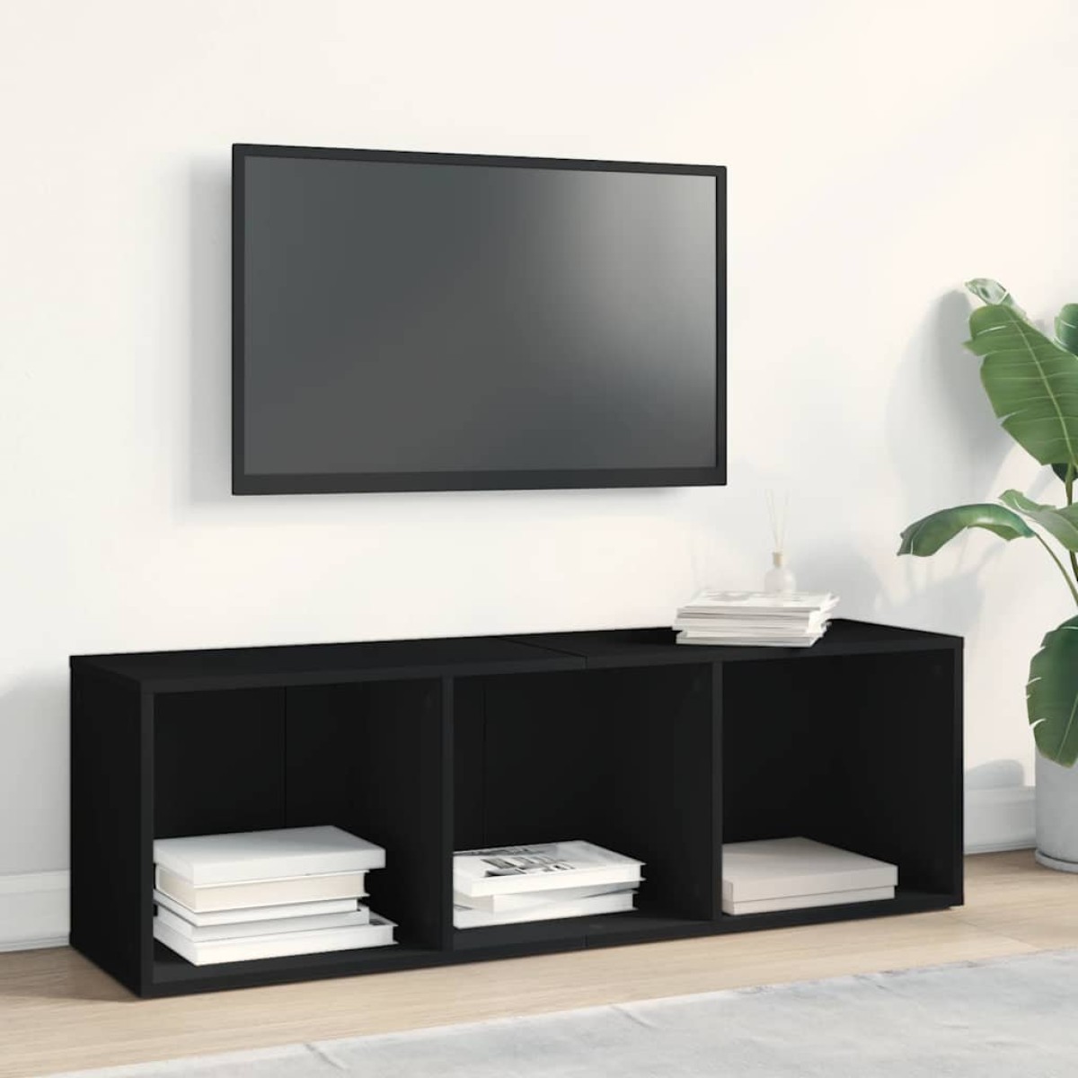 vidaXL Βιβλιοθήκη/Έπιπλο Τηλεόρασης Μαύρο 36x30x114 εκ. Μοριοσανίδα