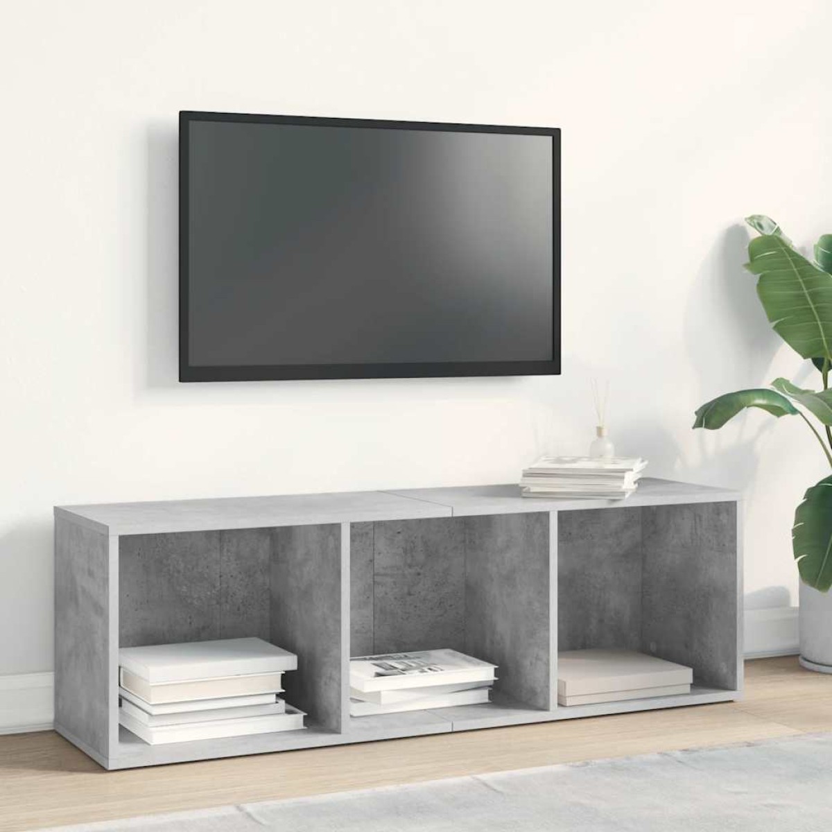 vidaXL Βιβλιοθήκη/Έπιπλο TV Γκρι Σκυροδέματος 36x30x114 εκ Μοριοσανίδα