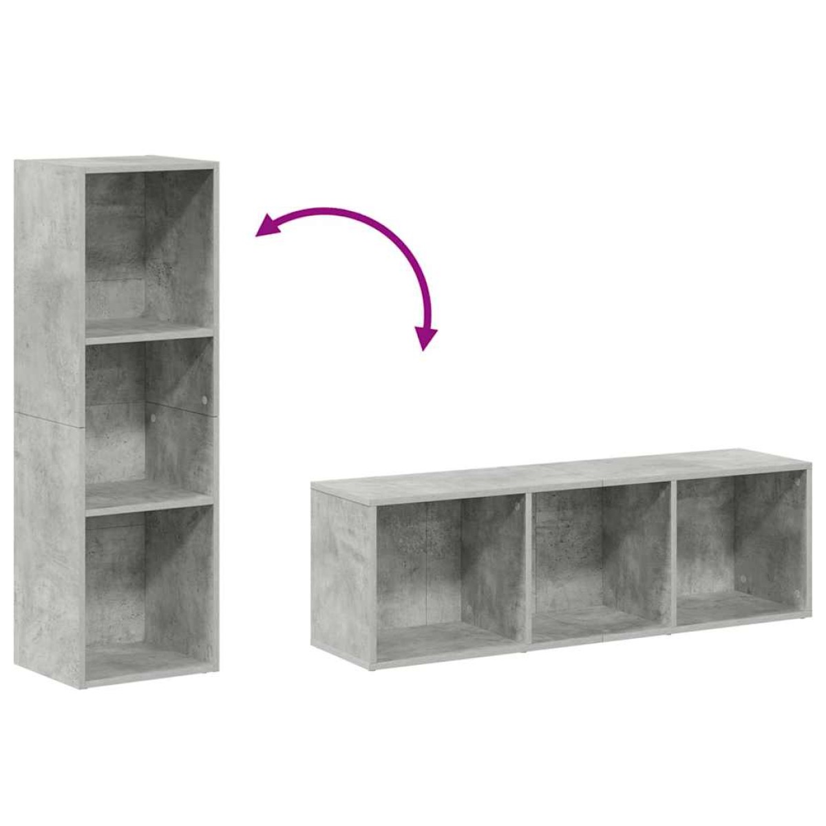 vidaXL Βιβλιοθήκη/Έπιπλο TV Γκρι Σκυροδέματος 36x30x114 εκ Μοριοσανίδα